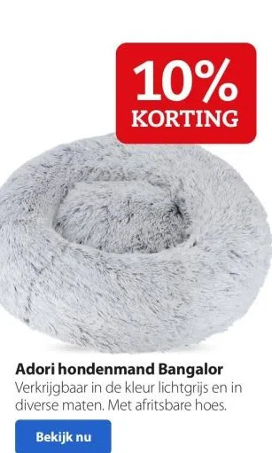 Boerenbond Adori hondenmand bangalor verkrijgbaar in de kleur lichtgrijs en in diverse maten. met afritsbare hoes. aanbieding