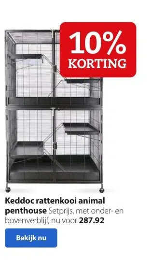 Boerenbond Keddoc rattenkooi animal penthouse setprijs, met onder- en bovenverblijf, nu voor 287.92 aanbieding