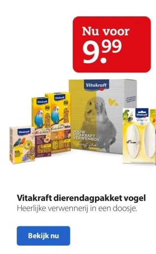 Boerenbond Vitakraft dierendagpakket vogel heerlijke verwennerij in een doosje. aanbieding