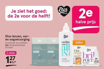 Etos Etos lenzen, ooren oogverzorging combineer en profiteer! bijv. brilpoetsdoekjes 30 stuks aanbieding