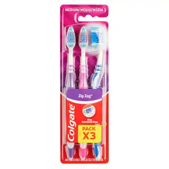 Dekamarkt Colgate tandenborstel zig zag medium 3 stuks aanbieding