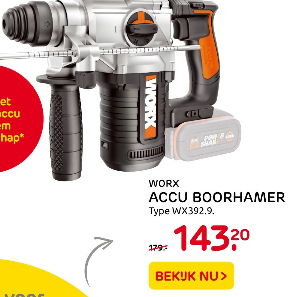 WORX Accu boorhamer WX390 boormachine | boor kopen v