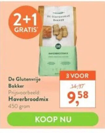 Holland & Barrett De glutenvrije bakker prijsvoorbeeld: Haverbroodmix 450 gram aanbieding