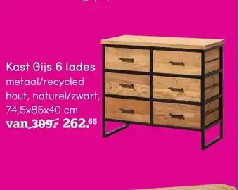 Leen Bakker Kast Gijs 6 lades aanbieding