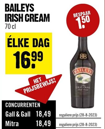 Dirck 3 BAILEYS IRISH CREAM 70 cl aanbieding