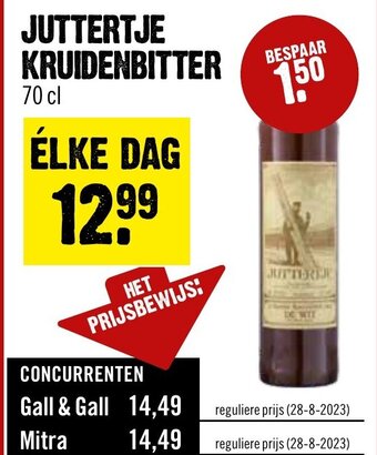 Dirck 3 JUTTERTJE KRUIDENBITTER 70 cl aanbieding