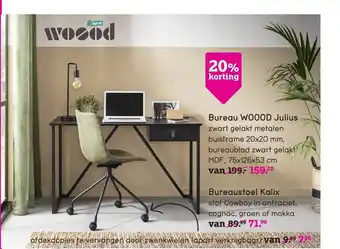 Leen Bakker Woood Bureastoel Kalix aanbieding