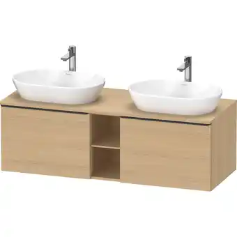 Sanitairwinkel.nl Duravit d-neo wastafelonderkast 140x45.9x55cm 2 lades natuur eiken mat - met waskommen en kranen outlet uden aanbieding