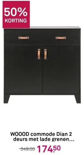 Karwei Woood commode dian 2 deurs met lade grenen zwart aanbieding