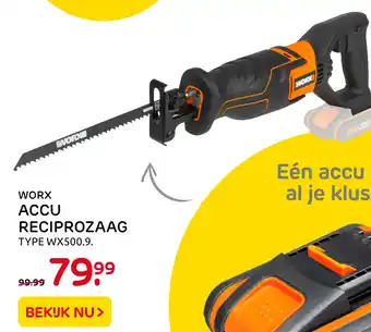 Praxis Worx accu reciprozaag type wx500.9. aanbieding