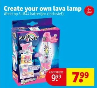 Kruidvat Create your own lava lamp 6+ werkt op 3 lr44 batterijen (inclusief). aanbieding