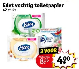 Kruidvat Edet vochtig toiletpapier 42 stuks aanbieding