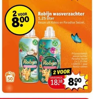 Kruidvat Robijn wasverzachter 1.25 liter aanbieding