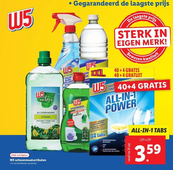 Lidl W5 schoonmaakartikelen aanbieding