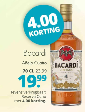 Mitra Bacardi añejo cuatro aanbieding