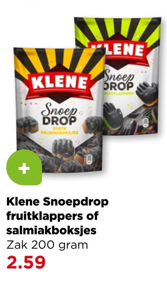 PLUS Klene snoepdrop fruitklappers of salmiakboksjes aanbieding