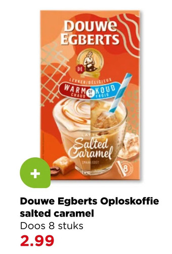 PLUS Douwe egberts oploskoffie salted caramel aanbieding