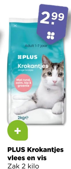 PLUS Plus krokantjes vlees en vis aanbieding