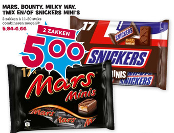 Boon`s Markt Mars, bounty, milky way. twix en/of snickers mini's aanbieding