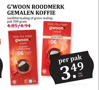 Boon`s Markt G'woon roodmerk gemalen koffie aanbieding