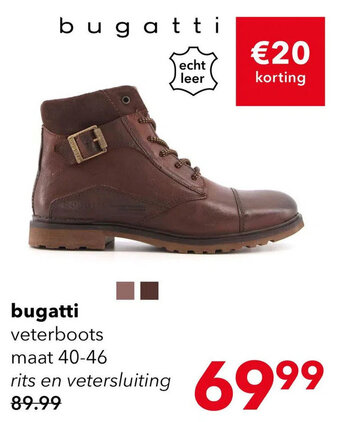 Scapino Bugatti hoge leren heren veterboots bruin aanbieding