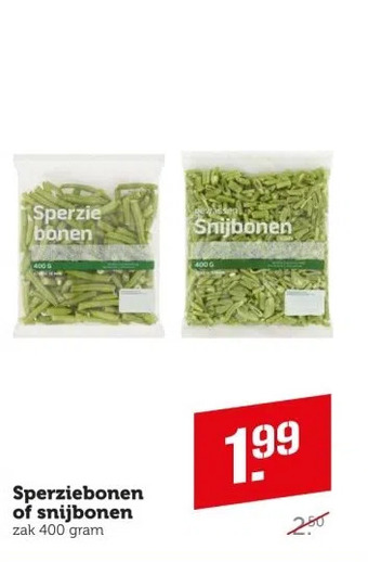 Coop Sperziebonen of snijbonen aanbieding