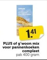 Coop Plus of g'woon mix voor pannenkoeken compleet aanbieding