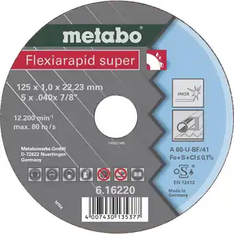 Conrad Metabo 616220000 flexiarapid super slijpschijf diameter 125 mm boordiameter 22.23 mm 25 stuk(s) aanbieding