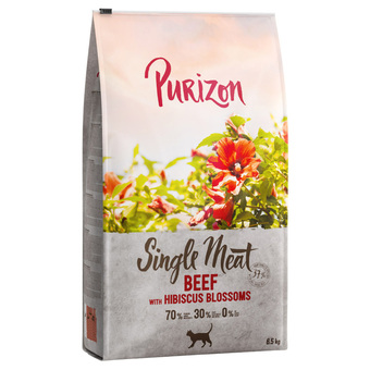 Zooplus 5,5 kg + 1 kg gratis! 6,5 kg purizon kattenvoer - single meat rund met hibiscusbloesem aanbieding