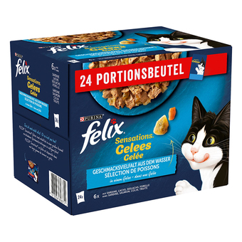 Zooplus 24x85g vis selectie in gelei felix sensations kattenvoer aanbieding