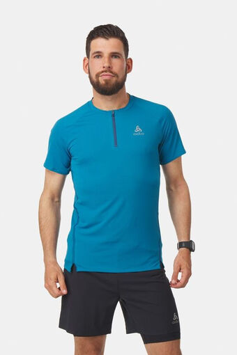 Bever Odlo 1/2 zip axalp trail hardloopshirt blauw aanbieding