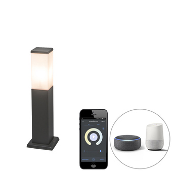 Lampenlicht.nl Smart buitenlamp paal donkergrijs 45 cm incl. wifi p45 - malios aanbieding