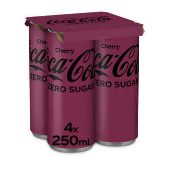 Coop Coca-cola zero sugar cherry 4 x 250 ml aanbieding