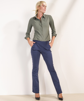 terStal Dames flared fit broek travelstof blauw in maat aanbieding