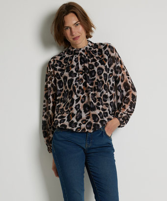 terStal Dames panterprint blouse bruin in maat aanbieding