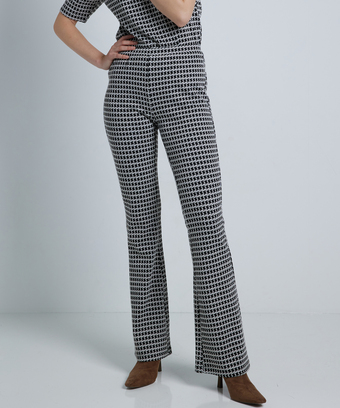 terStal Dames flared fit broek jacquard zwart in maat aanbieding