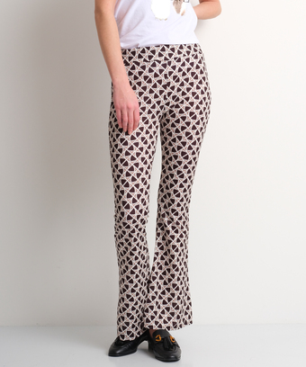 terStal Dames flared broek trendy print zwart in maat aanbieding