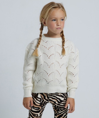 terStal Meisjes wijde trui ajour beige in maat aanbieding