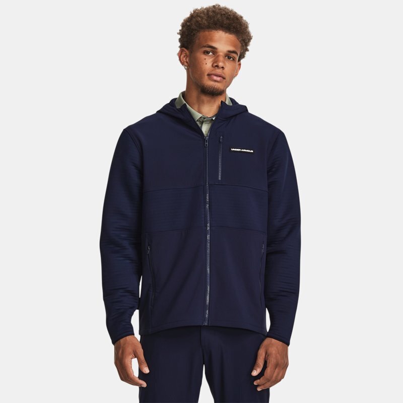 Under Armour Herenshirt under armour storm daytona met volledige rits midnight marineblauw / wit m aanbieding