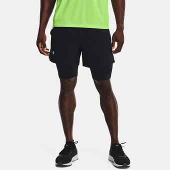 Under Armour Herenshorts under armour launch 13 cm 2-in-1 zwart / zwart / reflecterend l aanbieding