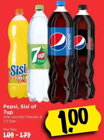 Vomar Voordeelmarkt Pepsi, SiSi of 7UP 1.5L aanbieding