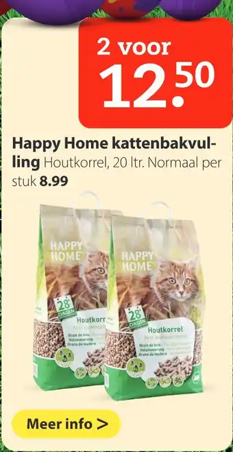 Pets Place Happy home kattenbakvulling houtkorrel aanbieding