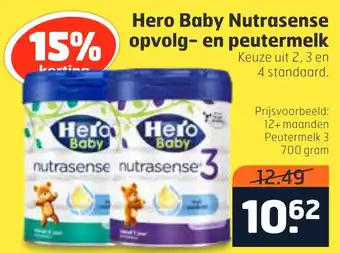 Trekpleister Hero Baby Nutrasense opvolg- en peutermelk 700gram aanbieding