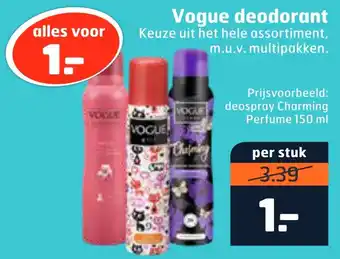 Trekpleister Vogue deodorant 150ml aanbieding