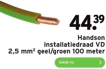 GAMMA Handson installatiedraad VD 2,5 mm2 geel/groen 100m aanbieding