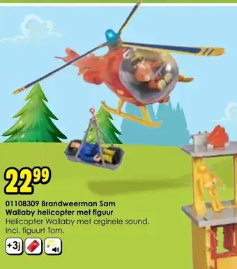 ToyChamp Brandweerman Sam Wallaby helicopter met figuur aanbieding