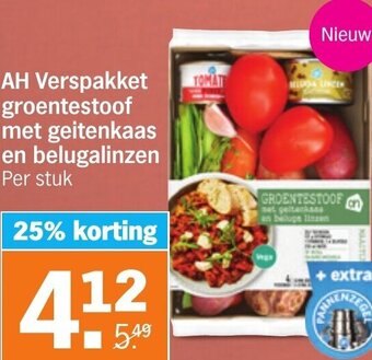 Albert Heijn AH Verspakket groentestoof met geitenkaas en belugalinzen aanbieding