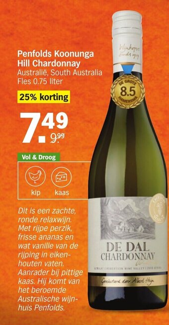 Albert Heijn Penfolds Koonunga Hill Chardonnay Fles 0.75 liter aanbieding