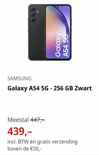 MediaMarkt SAMSUNG Galaxy A54 5G - 256 GB Zwart aanbieding