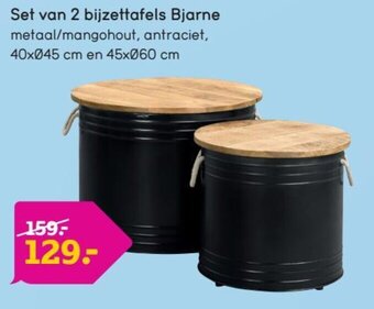 Leen Bakker Set van 2 bijzettafels Bjarne aanbieding